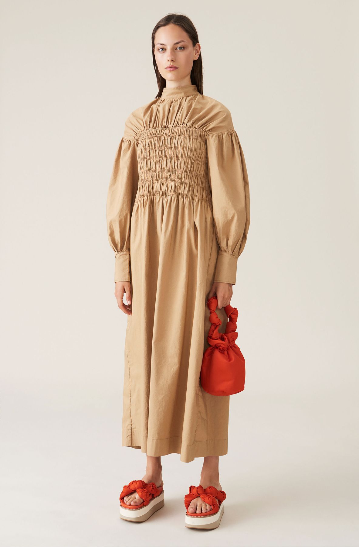 Pilot Client_Caughley_Ganni. Pilot Client_Caughley model wears Ganni dress.